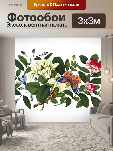 Фотообои Клипарт Vintage butterfly flower