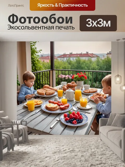 Фотообои с уютным семейным завтраком на террасе