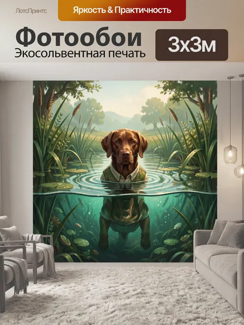 Фотообои Браун-ретривер в болотной заводи