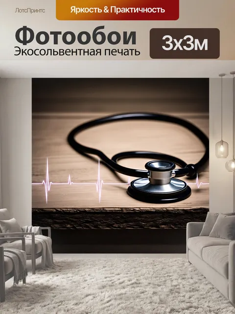 Фотообои фотография черного стетоскопа на фоне старой деревянной поверхности