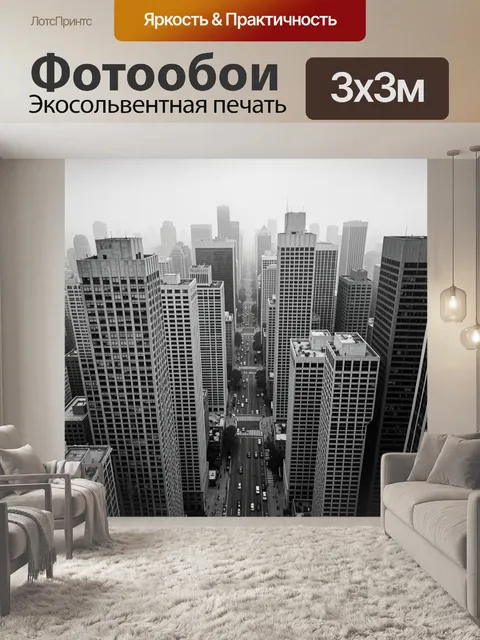 Фотообои Черно-белый городской вид сверху