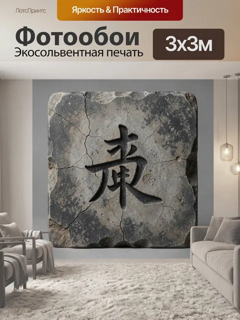 Фотообои Древний камень с иероглифом