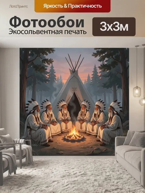 Фотообои Совет старейшин у костра