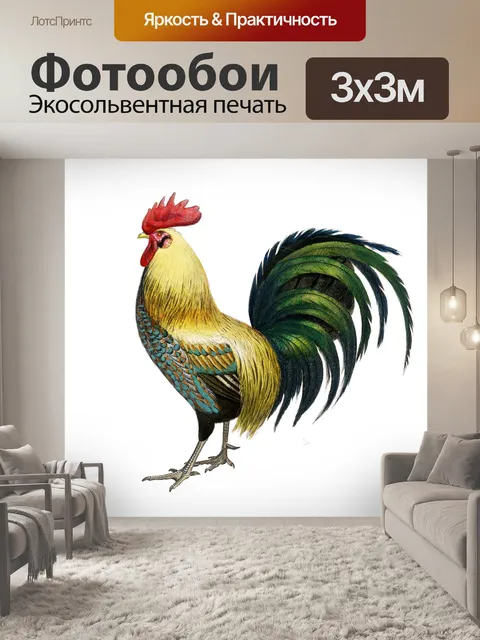 Фотообои Петух курица арт винтаж