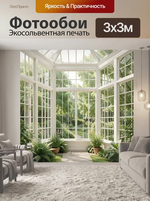 Фотообои Светлая оранжерея с садом