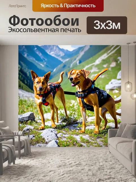 Фотообои собаки, изучающие тренировки по поиску службы спасения в горах