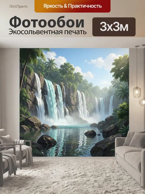 Фотообои Тропические водопады и лагуна