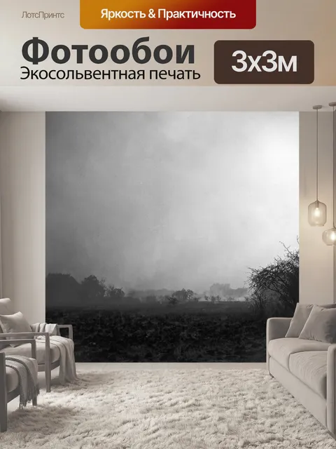 Фотообои черно-белое изображение куста огня