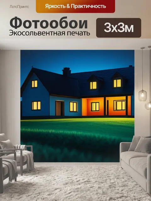 Фотообои рисовать пейзаж с домом легкий