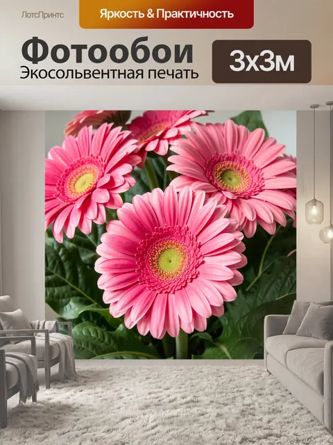 Фотообои Розовые герберы крупным планом