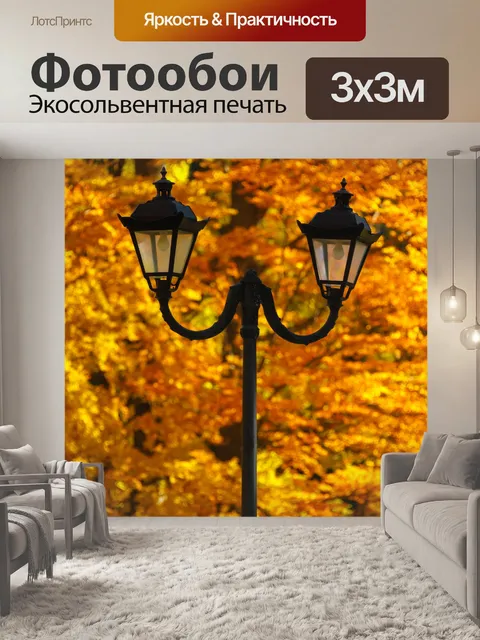 Фотообои Уличный фонарь осенью