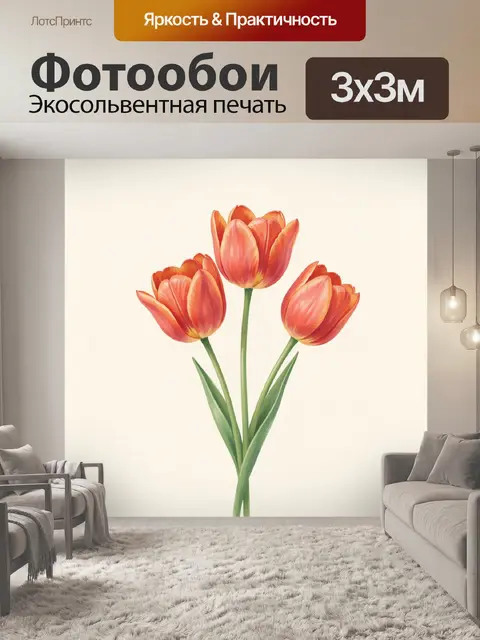Фотообои Три коралловых тюльпана