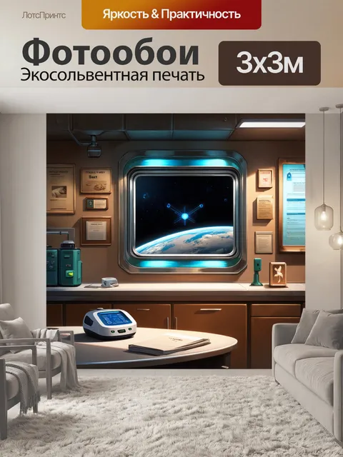 Фотообои промт: "сателлит экспресс и его внутри стильной лаборатории