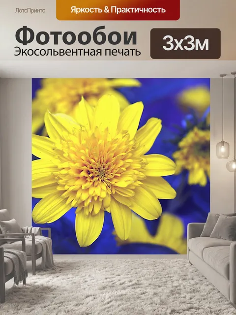 Фотообои Цветок желтый синий цветок
