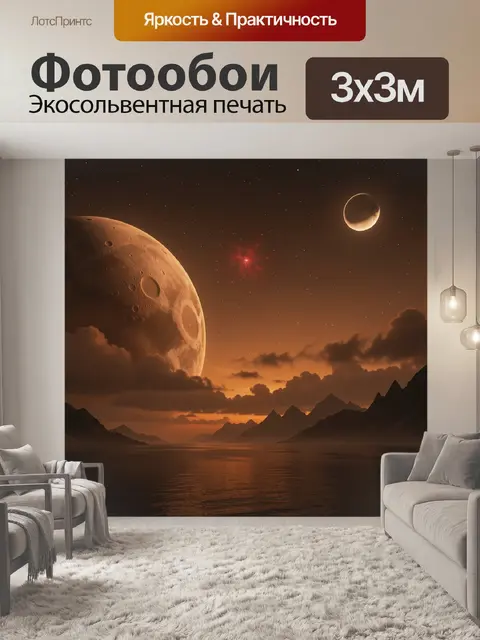 Фотообои Фантастический космос над горным озером