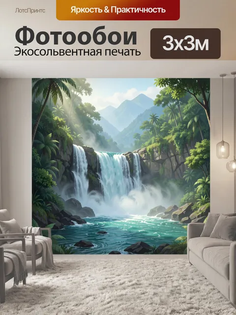 Фотообои Тропический водопад в джунглях