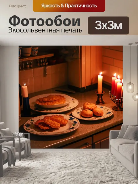 Фотообои уютная кухня с ханукальными угощениями