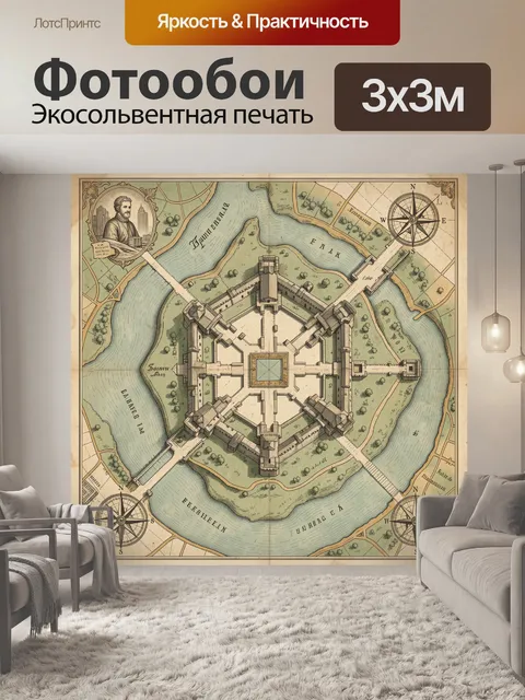 Фотообои Средневековая крепость на речном острове