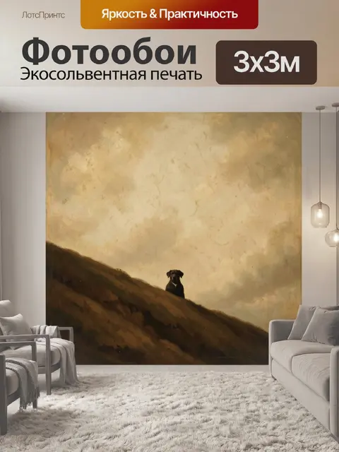 Фотообои Собака на склоне холма