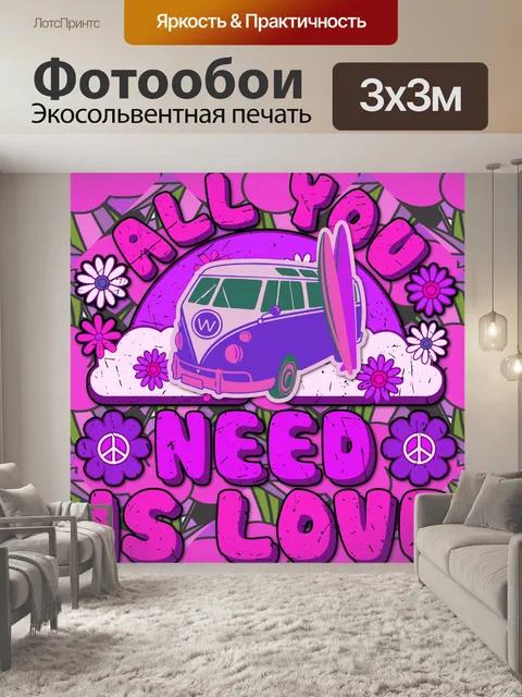 Фотообои Постер ретро-фургона VW 70-х годов