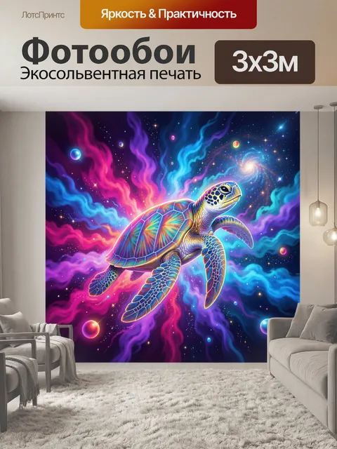 Фотообои Космическая черепаха в неоне