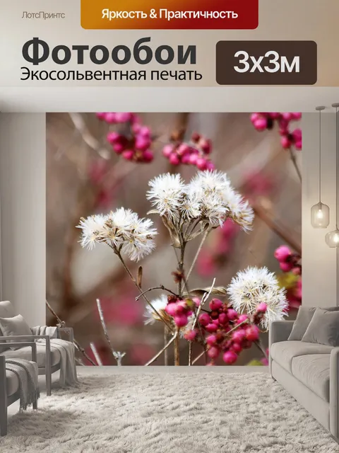 Фотообои Чертополох и ягоды зимой