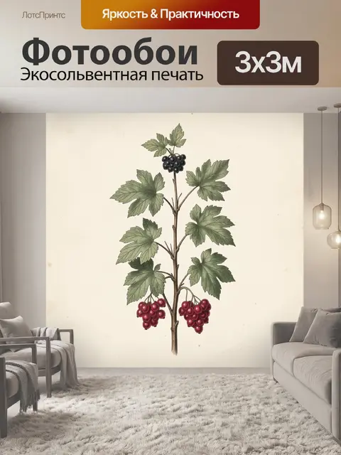 Фотообои Ветка смородины с ягодами