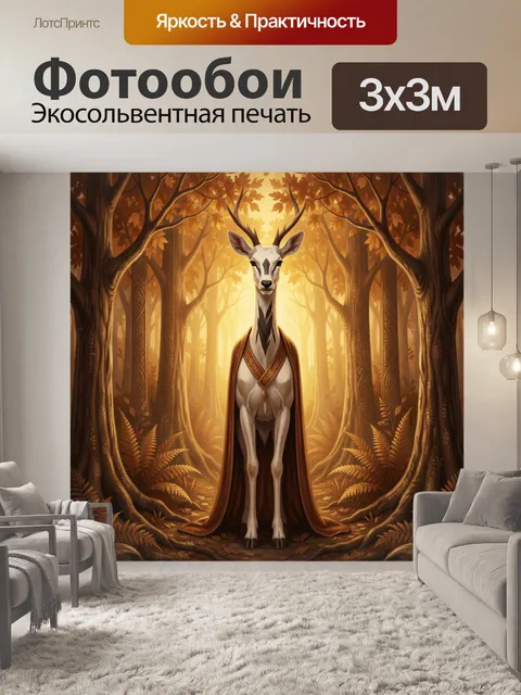 Фотообои Белый олень в осеннем лесу