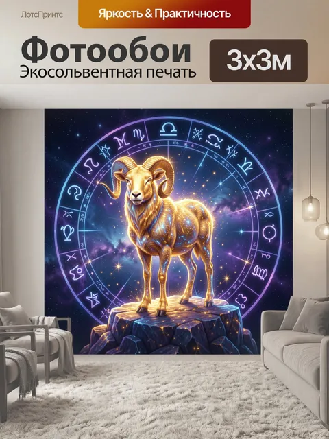 Фотообои Овен на фоне зодиакального круга