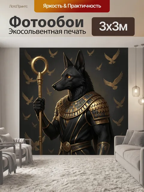 Фотообои Анубис с золотым посохом