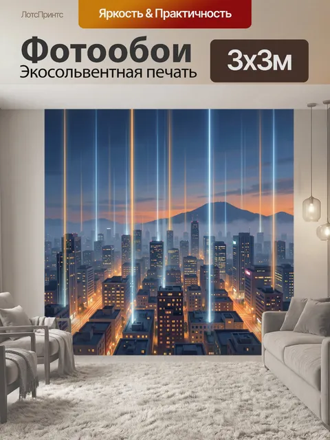 Фотообои Ночной город и неоновые лучи