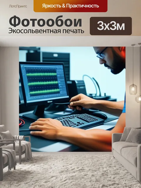 Фотообои механик, использующий компьютер для диагностики