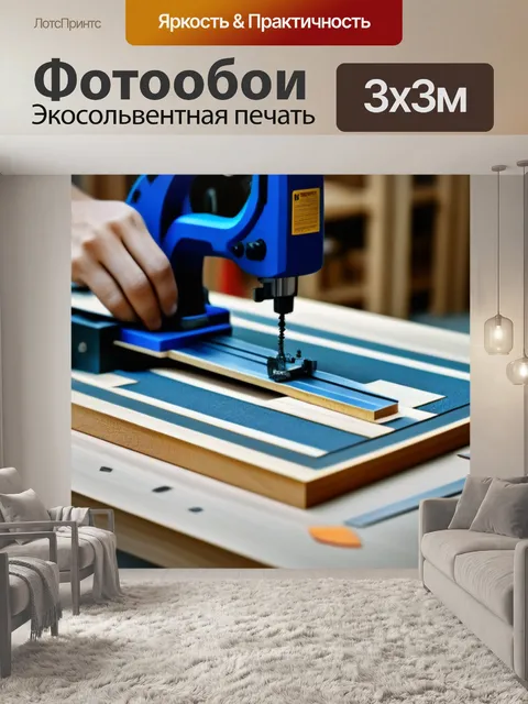Фотообои столярная мастерская с лобзиками и древесиной