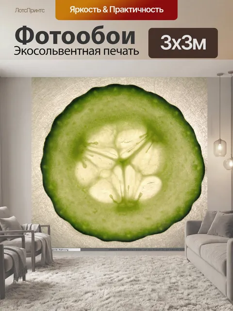 Фотообои Кусочек огурца, зеленый