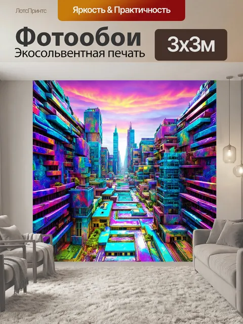 Фотообои город в стиле психоделизм