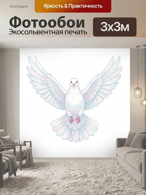 Фотообои Белый голубь с расправленными крыльями