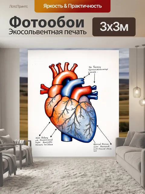 Фотообои диаграмма электрической активности сердца в стиле акварели