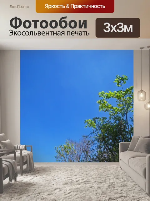 Фотообои высокие ветки с зеленой листвой