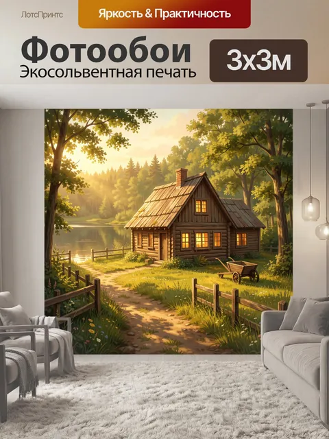 Фотообои Уютный дом у лесного озера