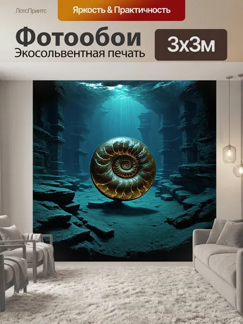 Фотообои аммонит в темном, драматическом готическом стиле, изображенный с помощью тщательных, штриховых карандашных…