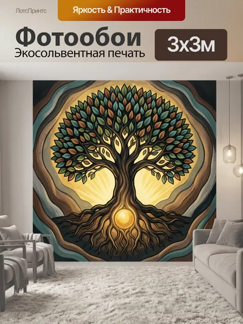 Фотообои Древо жизни с сияющими корнями
