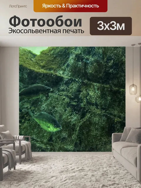 Фотообои Аквариумные рыбы в зеленом