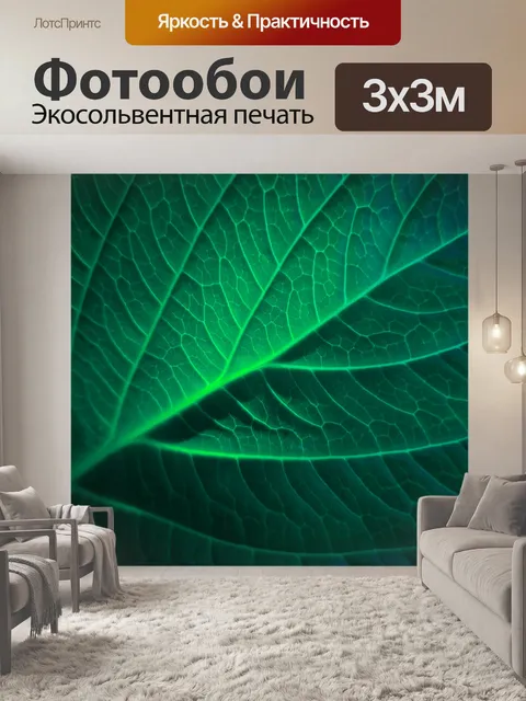 Фотообои Детали зеленого синего листа