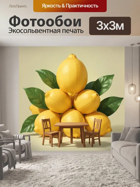 Фотообои Башня из лимонов с листьями