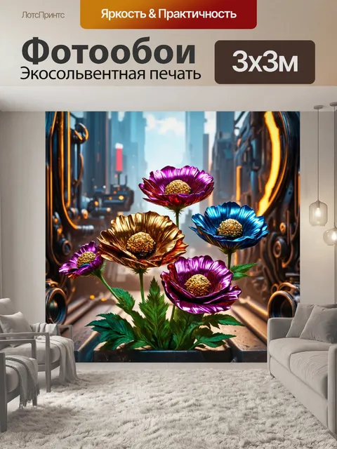 Фотообои цветы в стиле дизельпанк