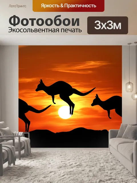 Фотообои Силуэт заката кенгуру