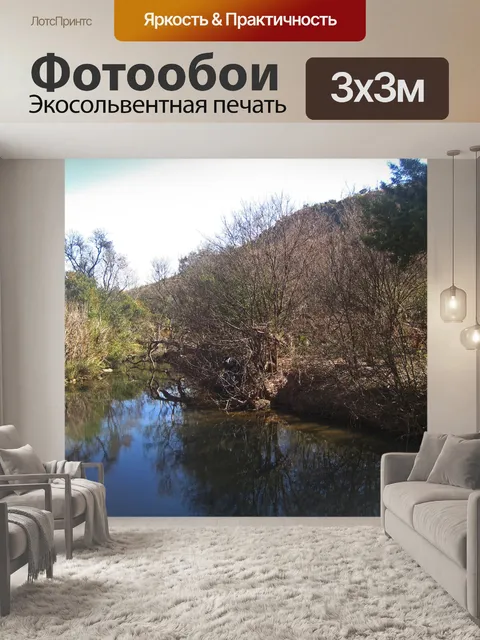 Фотообои вид на реку в зимнем пейзаже