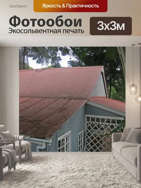 Фотообои старый дом с крышей из профнастила