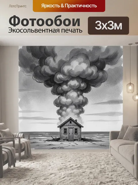 Фотообои Дом у моря в дыму