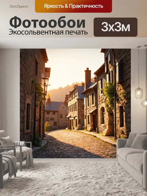 Фотообои винтаж с изображением пейзажа старинного городка